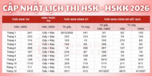 Cập nhật lịch thi HSK - HSKK 2026