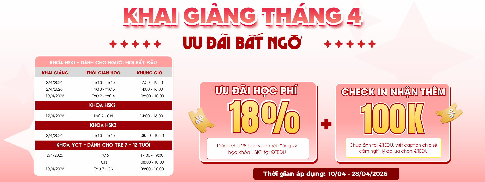 Banner lớn lịch học tháng 4
